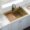 Ruvati 33 inch Matte Gold Workstation Drop-in Topmount Kitchen Sink Single Bowl - RVH5003GG
