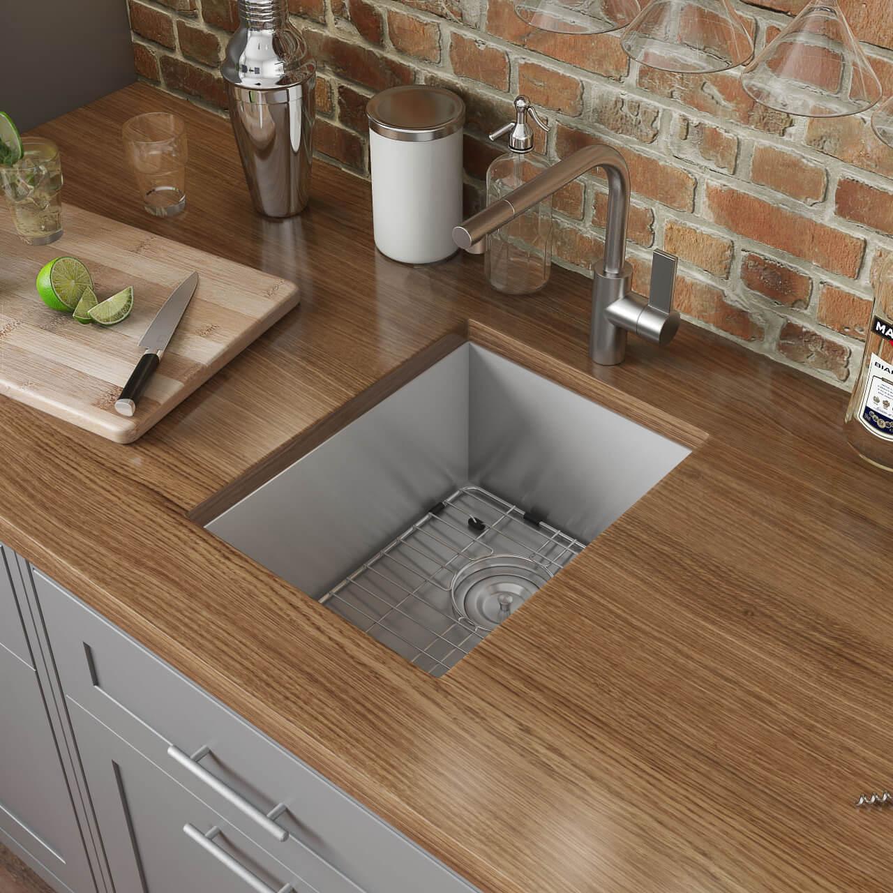 Undermount Stainless Steel 20 in. Zero Radius Corner Small Single Bowl Bar/Prep Kitchen Sink Undermount Stainless Steel 20 in. Zero Radius Corner Small Single Bowl Bar/Prep Kitchen Sink