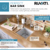 Ruvati 15 x 15 inch Undermount 16 Gauge Zero Radius Bar Prep Square Kitchen Sink Single Bowl - RVH7115