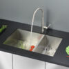 Ruvati 29-inch Undermount 60/40 Double Bowl Zero Radius 16 Gauge Stainless Steel Kitchen Sink - RVH7200
