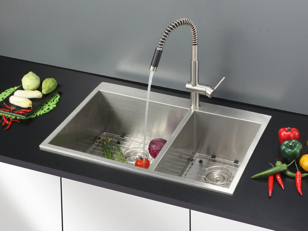 33 x 22 inch Drop-in 60/40 Double Bowl 16 Gauge Zero Radius Topmount Best 16 Gauge Drop-in Stainless Steel Kitchen Sinks