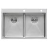 Ruvati 33 x 22 inch Drop-in 50/50 Double Bowl Rounded Corners 16 Gauge Topmount Stainless Steel Kitchen Sink - RVH8051