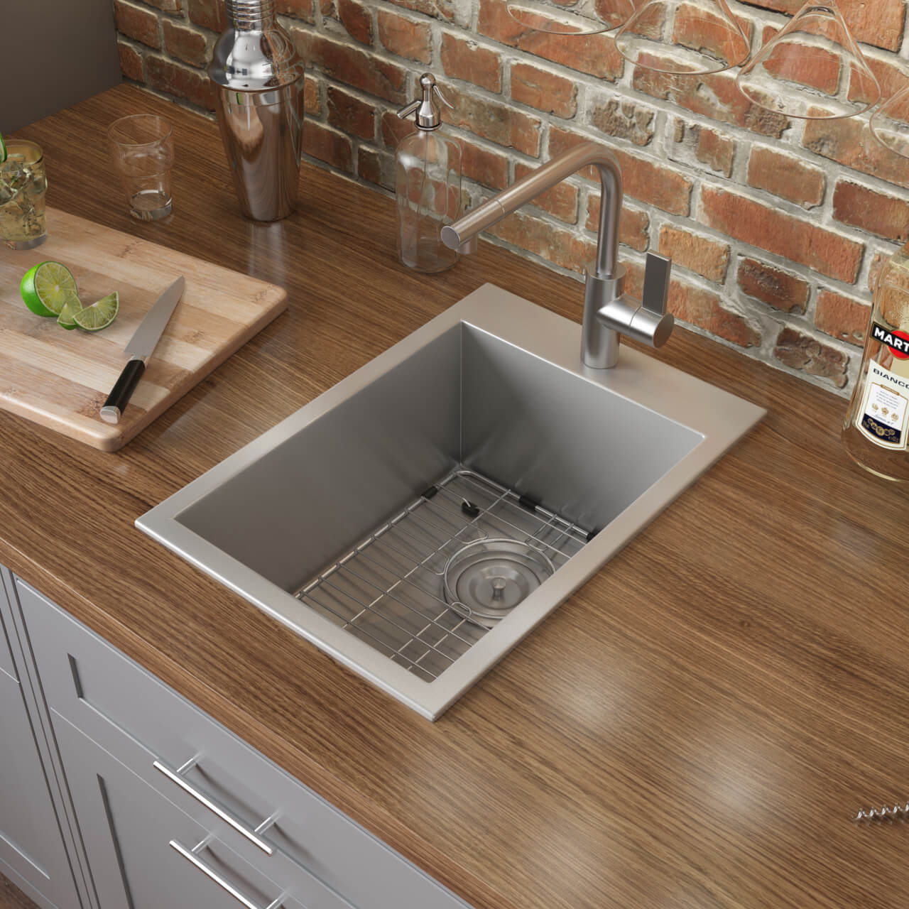 15 x 20 inch Dropin Topmount Bar Prep Sink 16 Gauge Stainless Steel