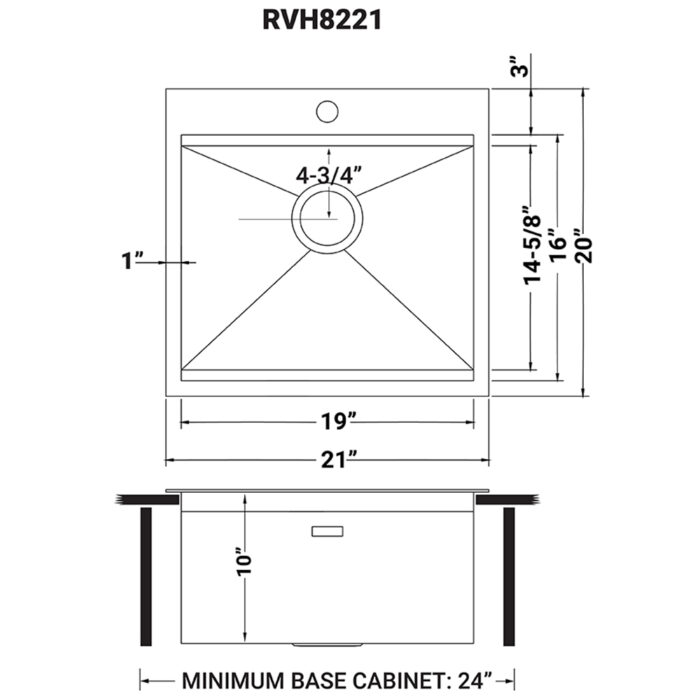 【kiki】house on the hill 2024ss S/STee Ruvati 21 x 20 inch RV Workstation Drop-in Topmount Bar Prep