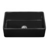 Ruvati 33 x 20 inch Fireclay Reversible Farmhouse Apron-Front Kitchen Sink Single Bowl - Glossy Black - RVL2300BK