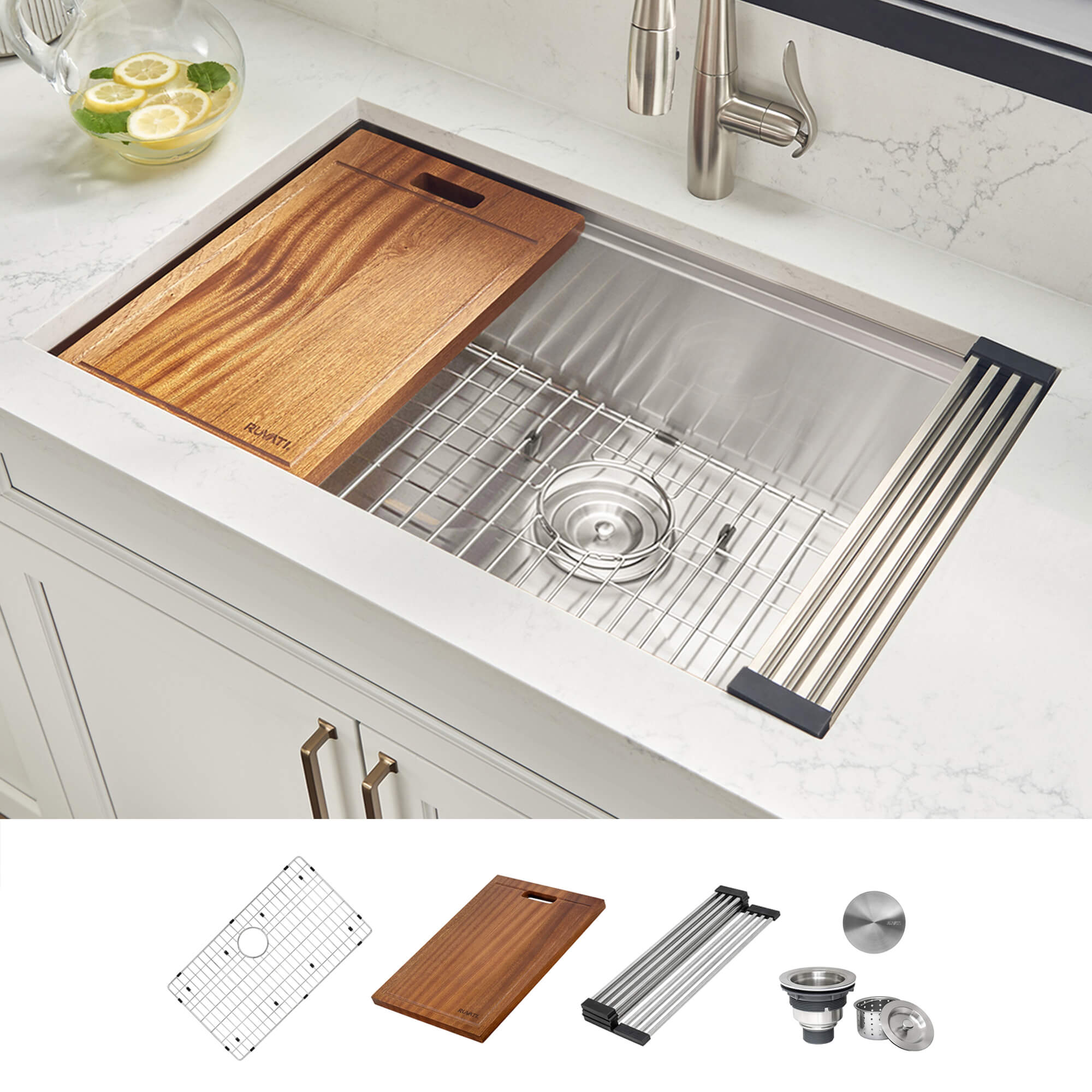 RHOMTUFT / ロームトゥフト バスシンクラック Ruvati 32-inch Workstation Ledge Undermount 16 Gauge Stainless
