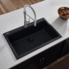 Ruvati 33 x 22 inch epiGranite Drop-in Topmount Granite Composite Quartz Single Bowl Kitchen Sink - Midnight Black- RVG11080BK