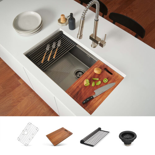 Ruvati 30-inch Gunmetal Black Stainless Steel Workstation Undermount Kitchen Sink Single Bowl - RVH165301BL