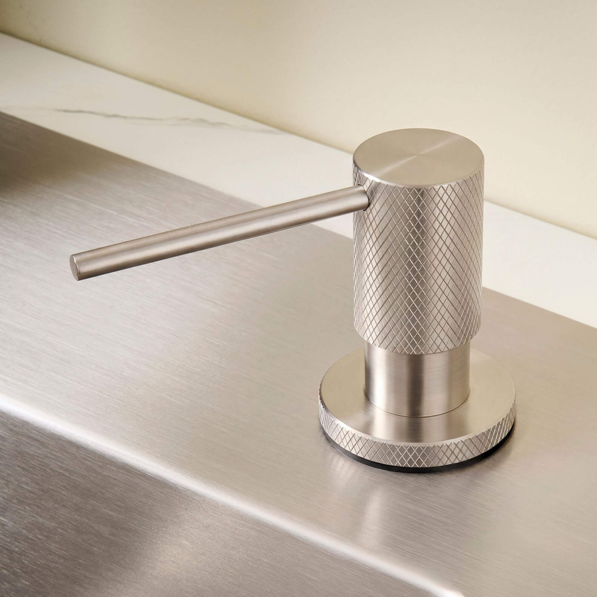 Ruvati Knurling Pattern Textured Soap Dispenser Pump Solid Metal in Brushed Nickel Stainless Steel - RVA1015BN