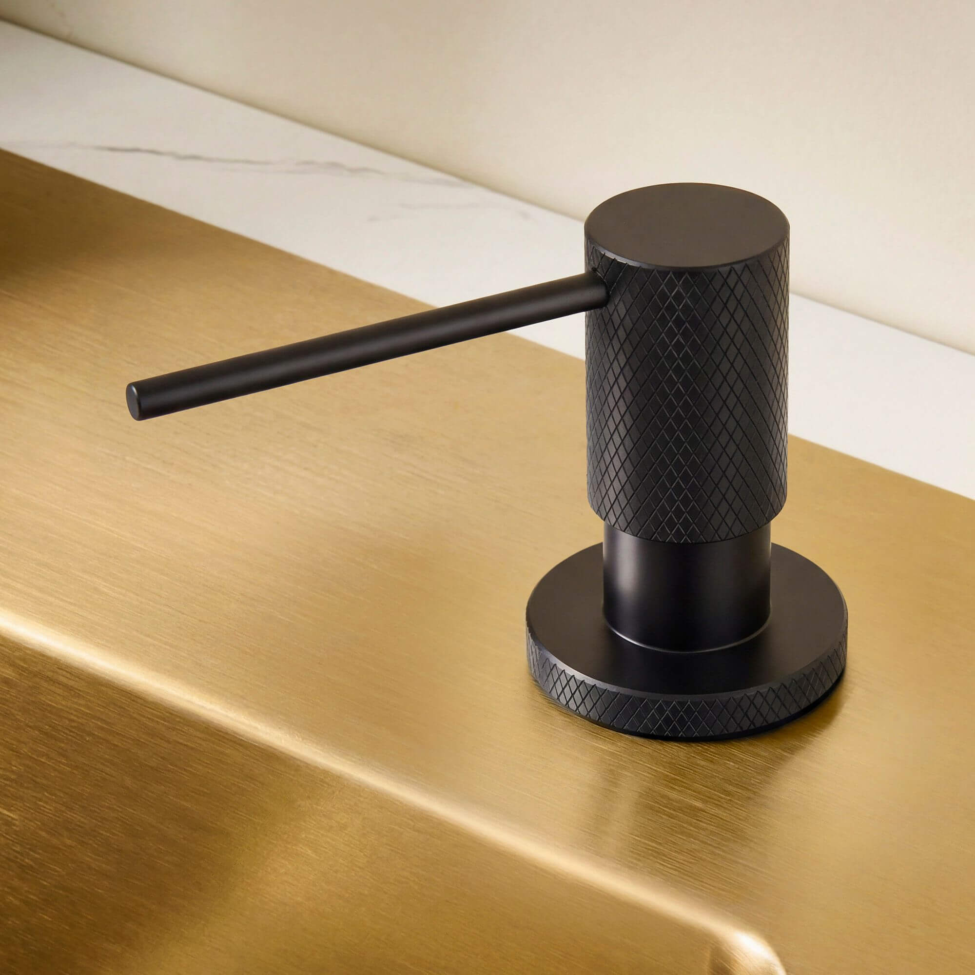 Ruvati Knurled Pattern Textured Soap Dispenser Pump Solid Metal in Satin Matte Black - RVA1015MB