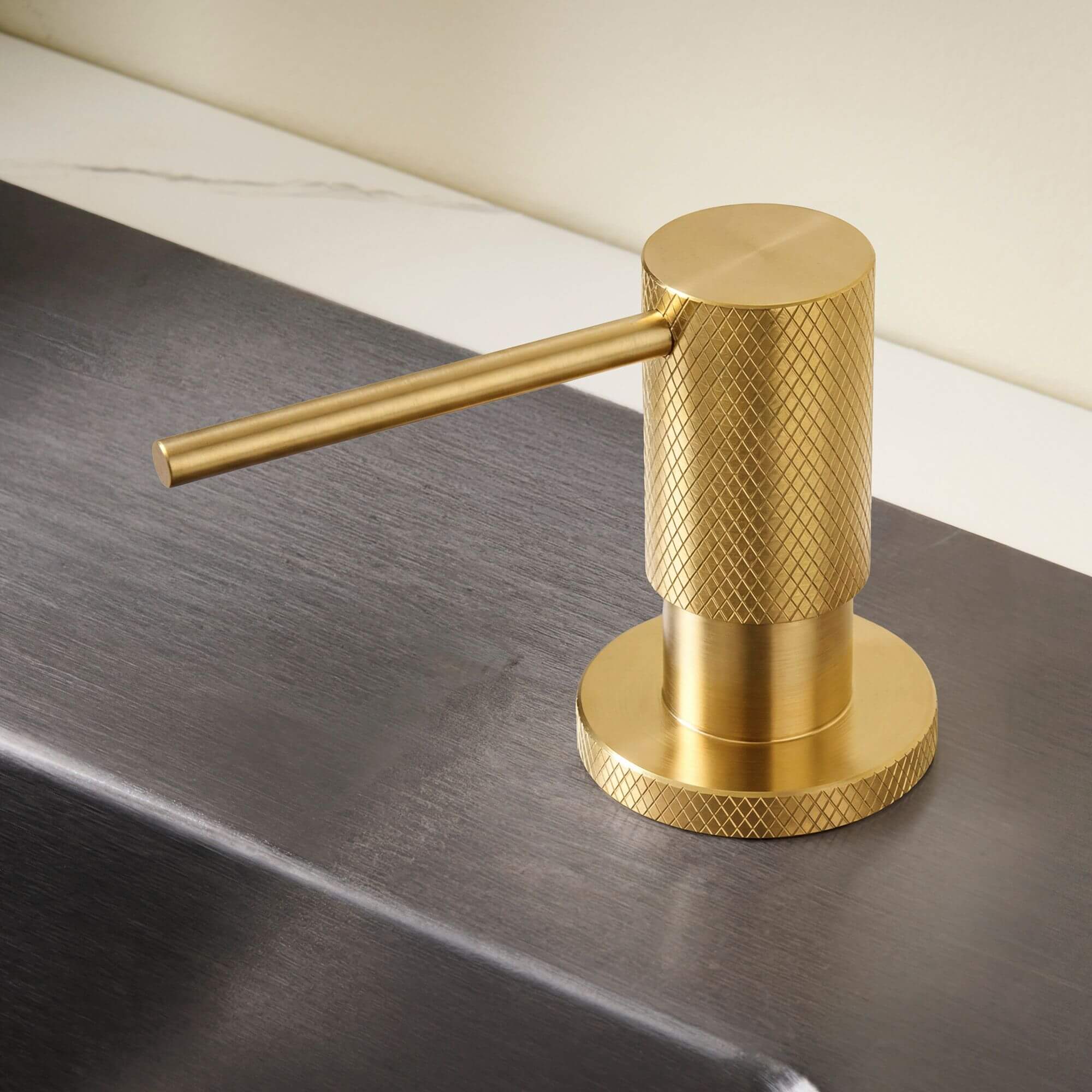 Ruvati Knurling Pattern Textured Soap Dispenser Pump Solid Metal in Brushed Gold - RVA1015SG