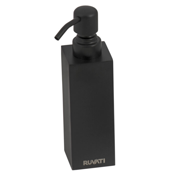 Ruvati Black Soap Dispenser Modern Square for Workstation Sink