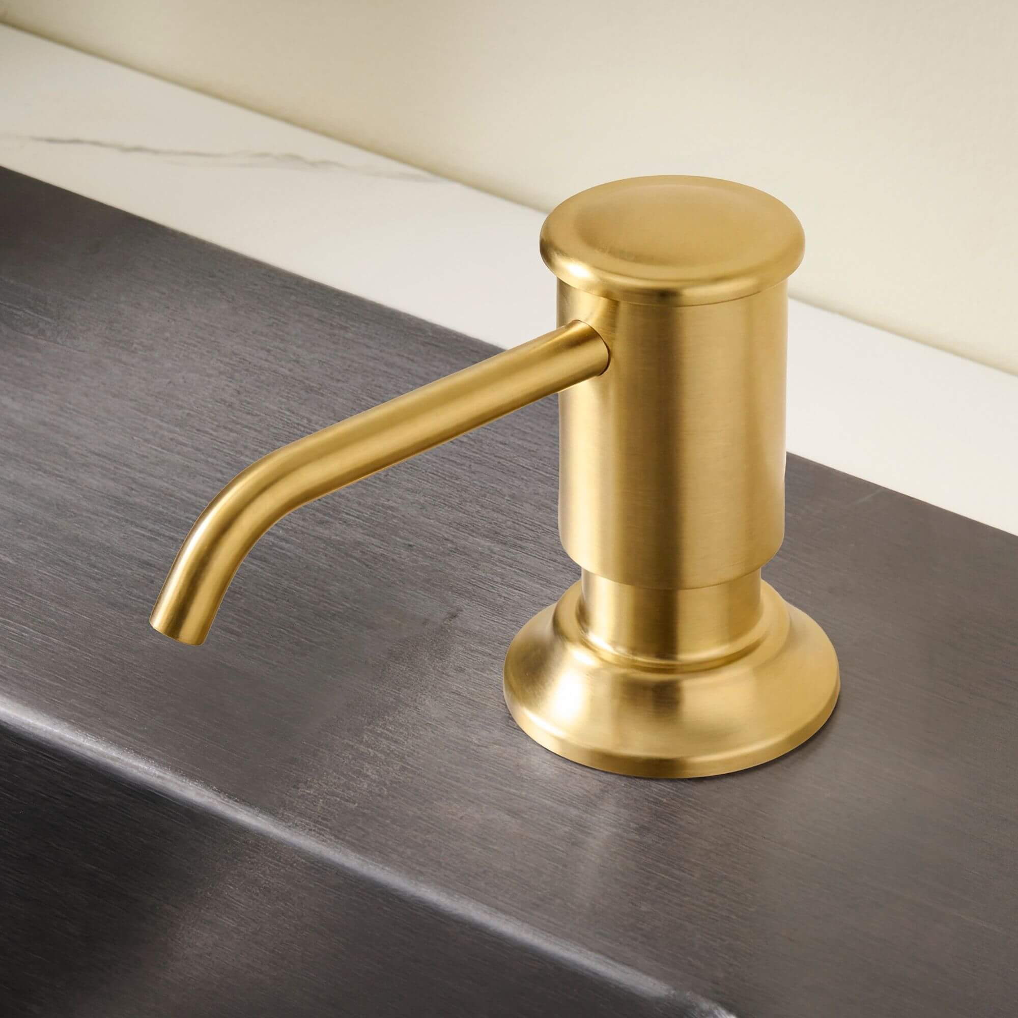 Ruvati Built in Soap Dispenser for Kitchen Sink with Brushed Gold Countertop Dish Soap Hand Lotion Pump with Refillable Bottle - RVA1020SG