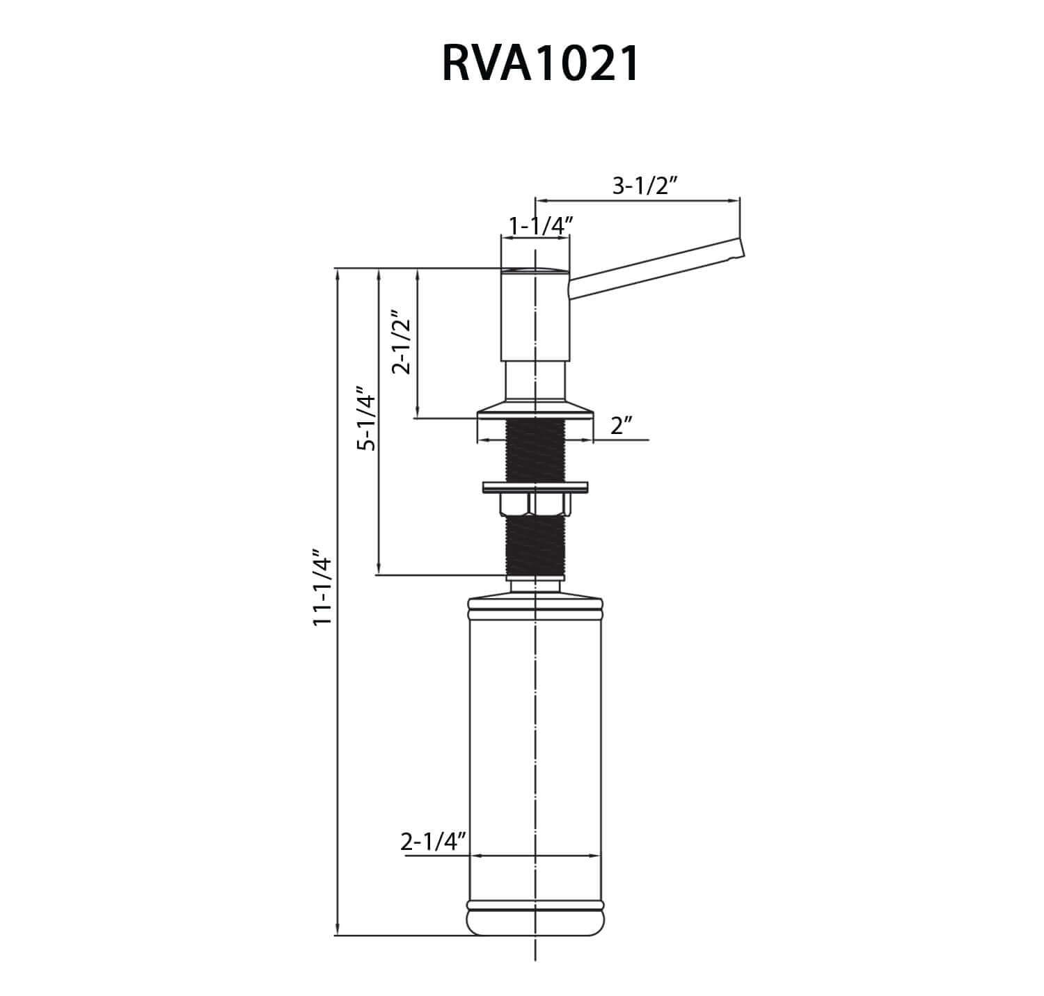 Ruvati Built in All Metal Soap Dispenser for Kitchen Sink with Matte Black Countertop Dish Soap Hand Lotion Pump with Refillable Bottle - RVA1021MB