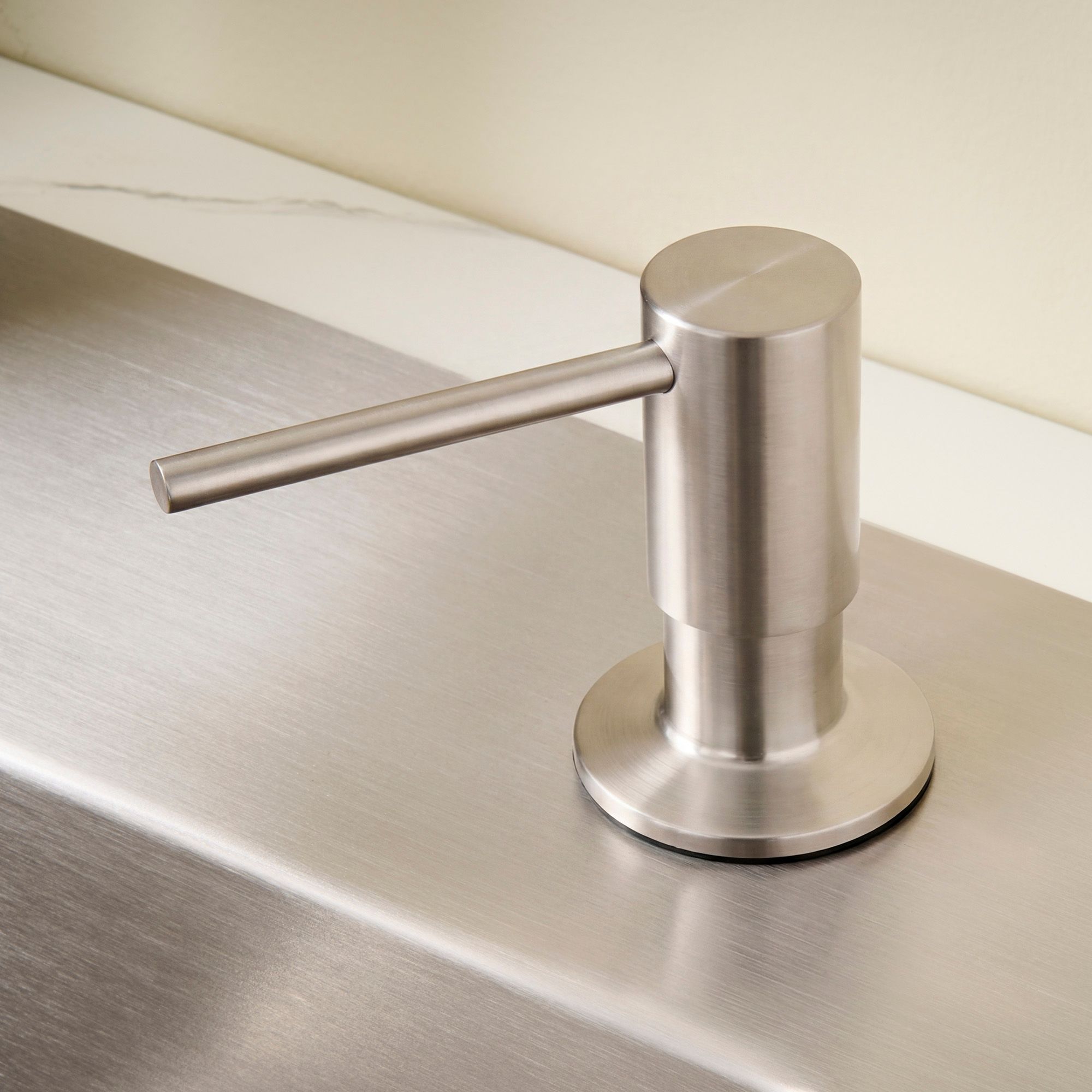 Ruvati Built in All Metal Soap Dispenser for Kitchen Sink with Brushed Nickel Countertop Dish Soap Hand Lotion Pump with Refillable Bottle - RVA1021BN