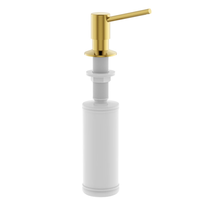 Ruvati Built in All Metal Soap Dispenser for Kitchen Sink with Brushed Gold Countertop Dish Soap Hand Lotion Pump with Refillable Bottle - RVA1021SG