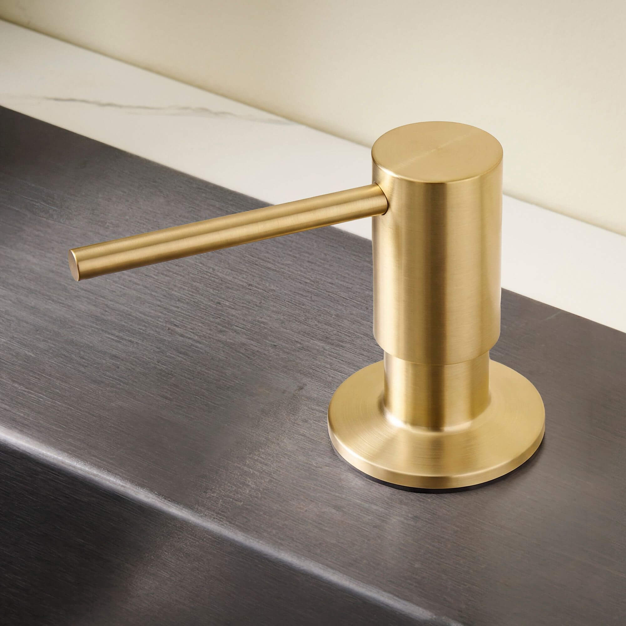 Ruvati Built in All Metal Soap Dispenser for Kitchen Sink with Brushed Gold Countertop Dish Soap Hand Lotion Pump with Refillable Bottle - RVA1021SG