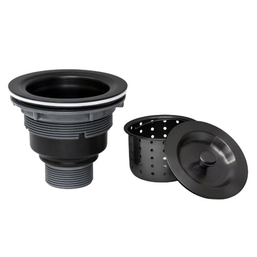 Ruvati Kitchen Sink Basket Strainer Drain Assembly in Gunmetal Black Stainless Steel - RVA1025BL