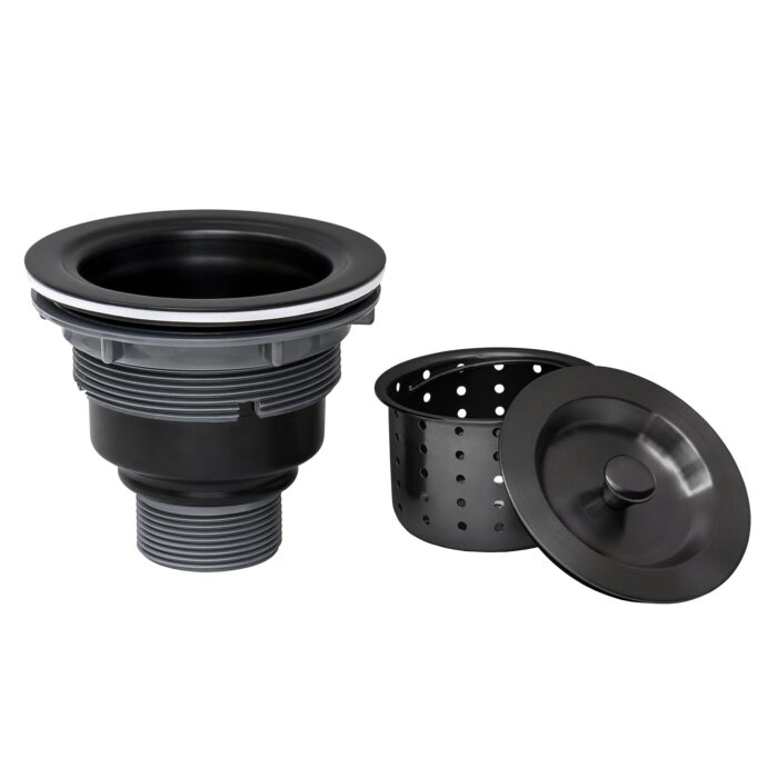 Ruvati Kitchen Sink Basket Strainer Drain Assembly in Gunmetal Black Stainless Steel - RVA1025BL