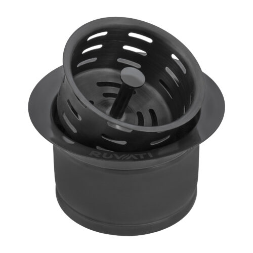 Ruvati Extended Garbage Disposal Flange with Deep Basket Strainer - Gunmetal Black Stainless Steel - RVA1049BL