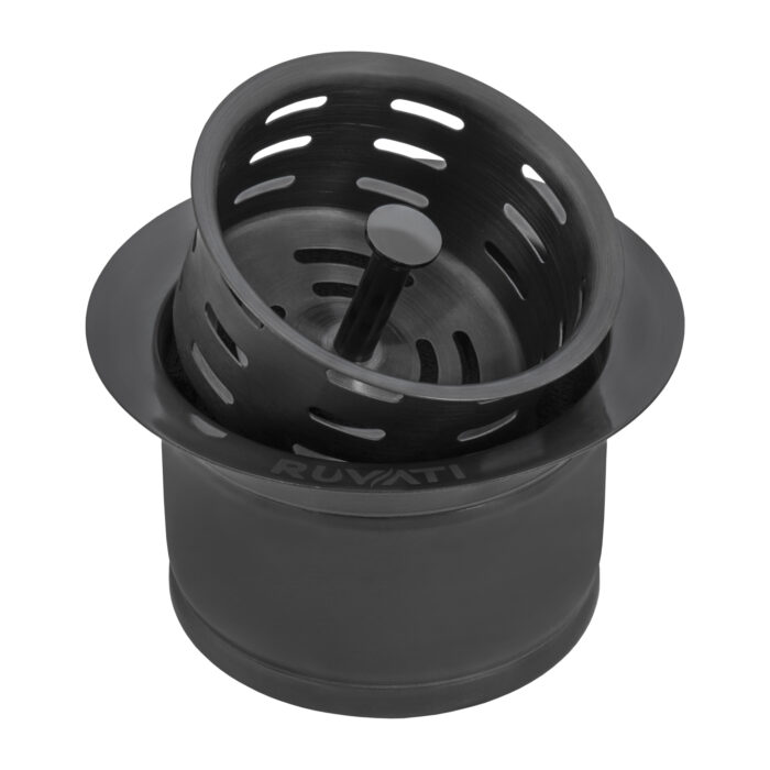 Ruvati Extended Garbage Disposal Flange with Deep Basket Strainer - Gunmetal Black Stainless Steel - RVA1049BL