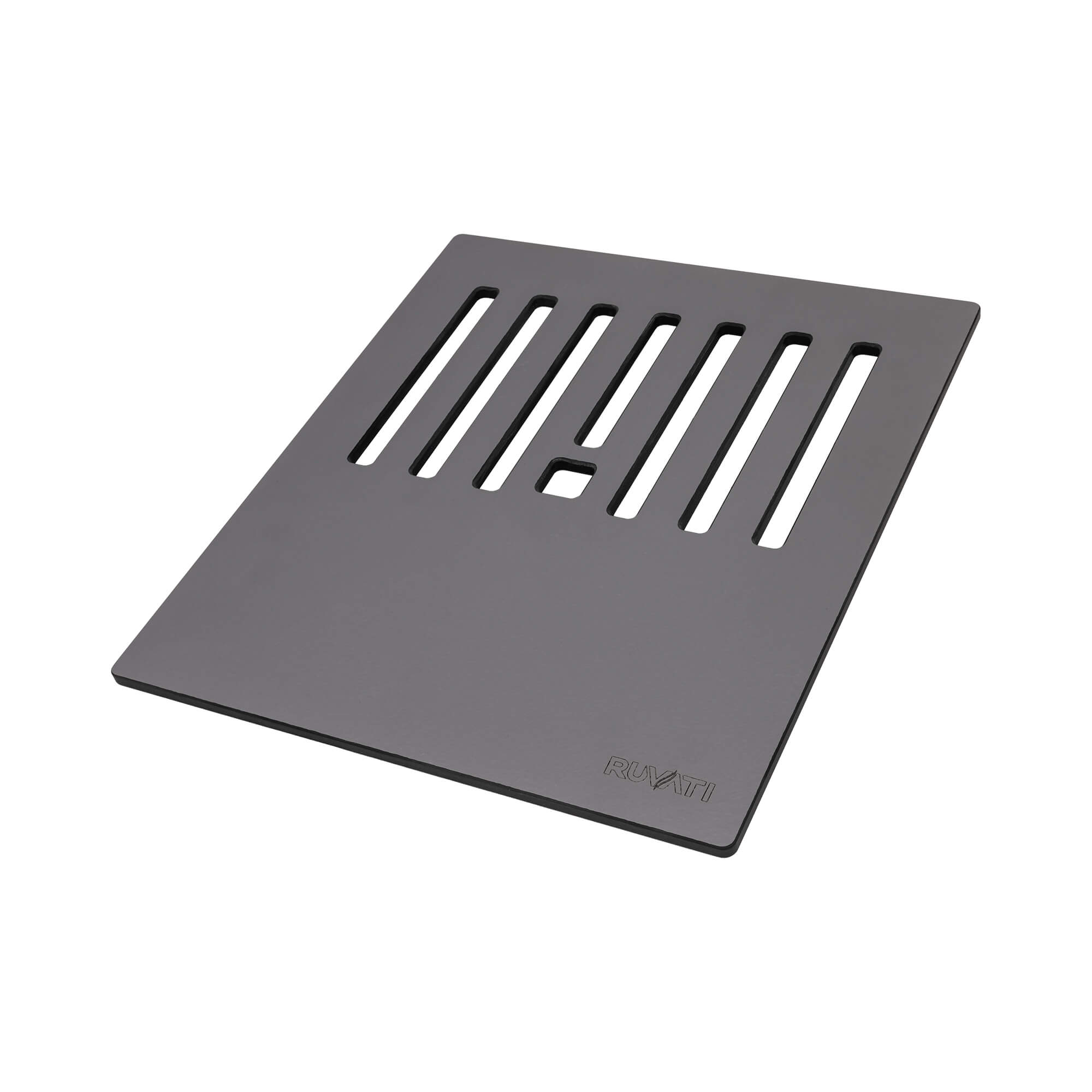 Ruvati 15 x 13 inch Textured Gray Finish Cutting Board With Dish Plate Caddy for Ruvati Workstation Sinks - RVA1226GR