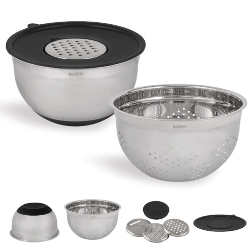 Ruvati 5 quart mixing bowl and colander set with grater attachments (6 piece set) - RVA1255