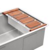 Ruvati LedgeFit Ice Chilled Condiment Tray Mixology Cocktail Bartender Bowl with Solid Hardwood Covers Workstation Sink Accessory - RVA1378