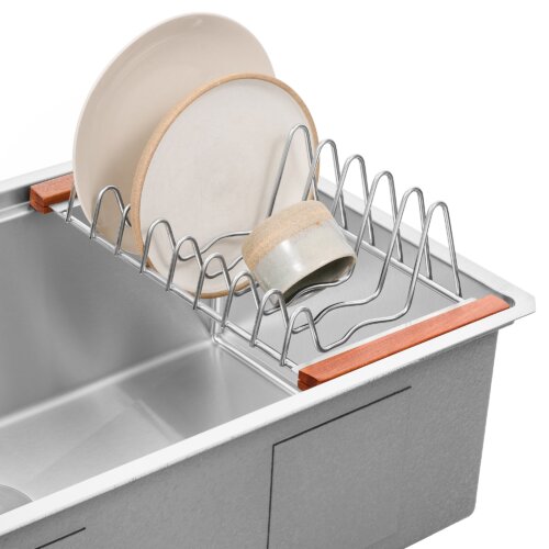 Ruvati LedgeFit Dish Drying Rack Drainer Plate Cup Holder Workstation Sink Top Sliding Accessory Stainless Steel - RVA1545