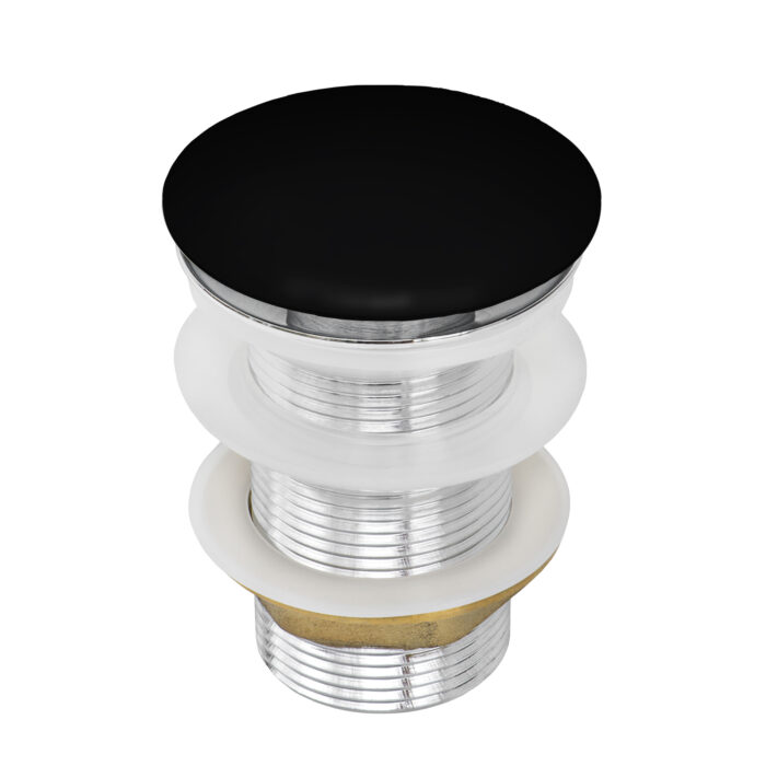 Ruvati Black Ceramic Top Push Pop-up Drain for Bathroom Sinks without Overflow- RVA5102BK