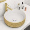 Ruvati White Ceramic Top Push Pop-up Drain for Bathroom Sinks without Overflow- RVA5102WH