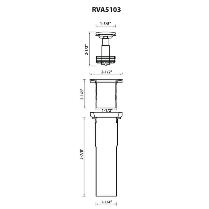 Ruvati Push Pop-up Drain for Bathroom Sinks without Overflow - Satin Brass Matte Gold - RVA5103GG