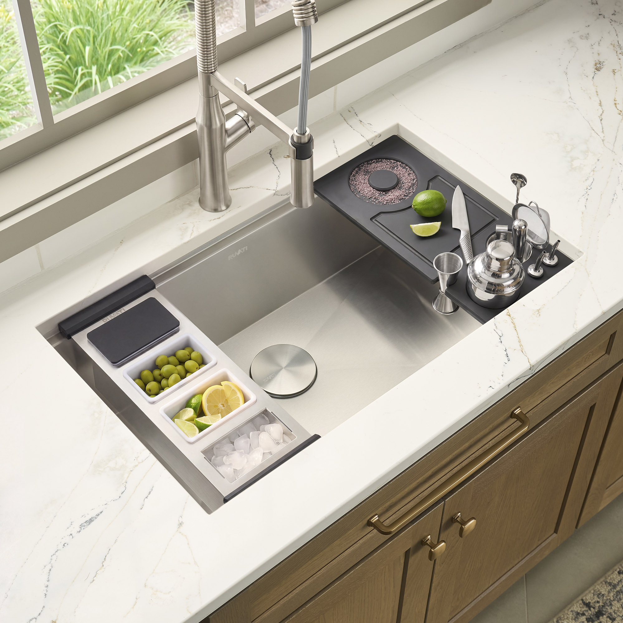 Ruvati Bartender’s Nova Bar Prep Bundle – Premium Sink Accessories for Cocktail Prep and Home Entertaining – RVA1236BWC + RVA1378BWC