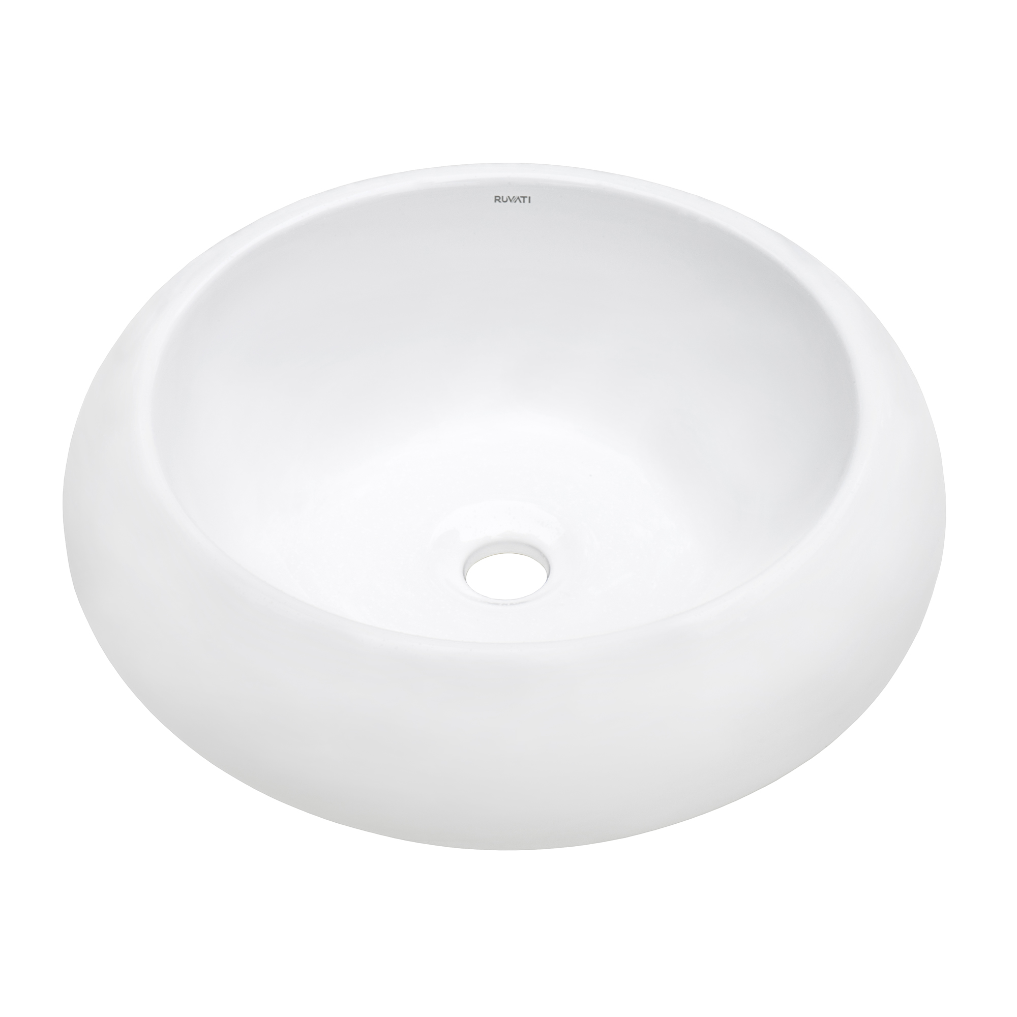 Ruvati 18 inch Round Bathroom Vessel Sink White Above Vanity Counter ...