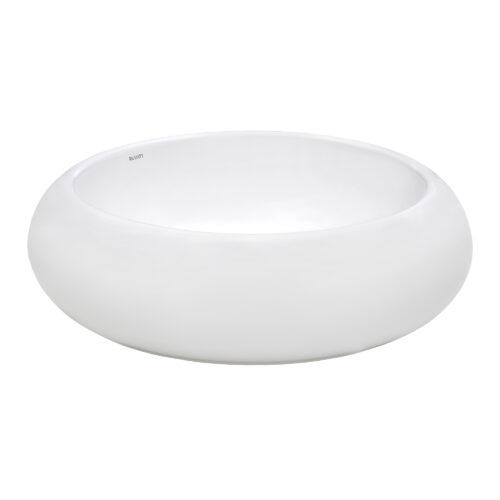 Round white porcelain bathroom vessel sink