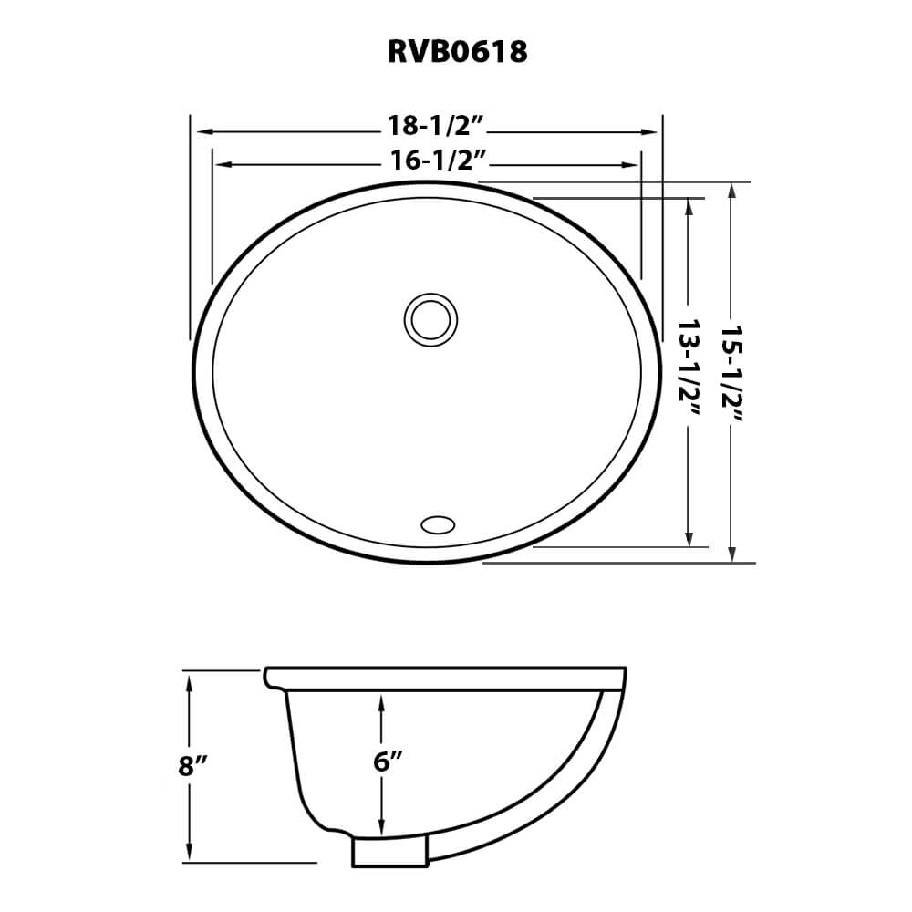 18 X 15 Inch Undermount Bathroom Sink White Oval Porcelain Ceramic With Overflow Ruvati Usa