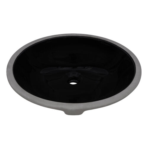Oval Bathroom Black Ceramic with Overflow Sink
