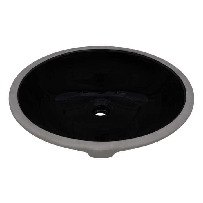 Oval Bathroom Black Ceramic with Overflow Sink