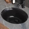 Ruvati 16 x 13 inch Undermount Bathroom Sink Black Oval Porcelain Ceramic with Overflow - RVB0618BK