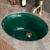 Ruvati 16 x 13 inch Undermount Bathroom Sink Emerald Green Oval Porcelain Ceramic with Overflow - RVB0618EG