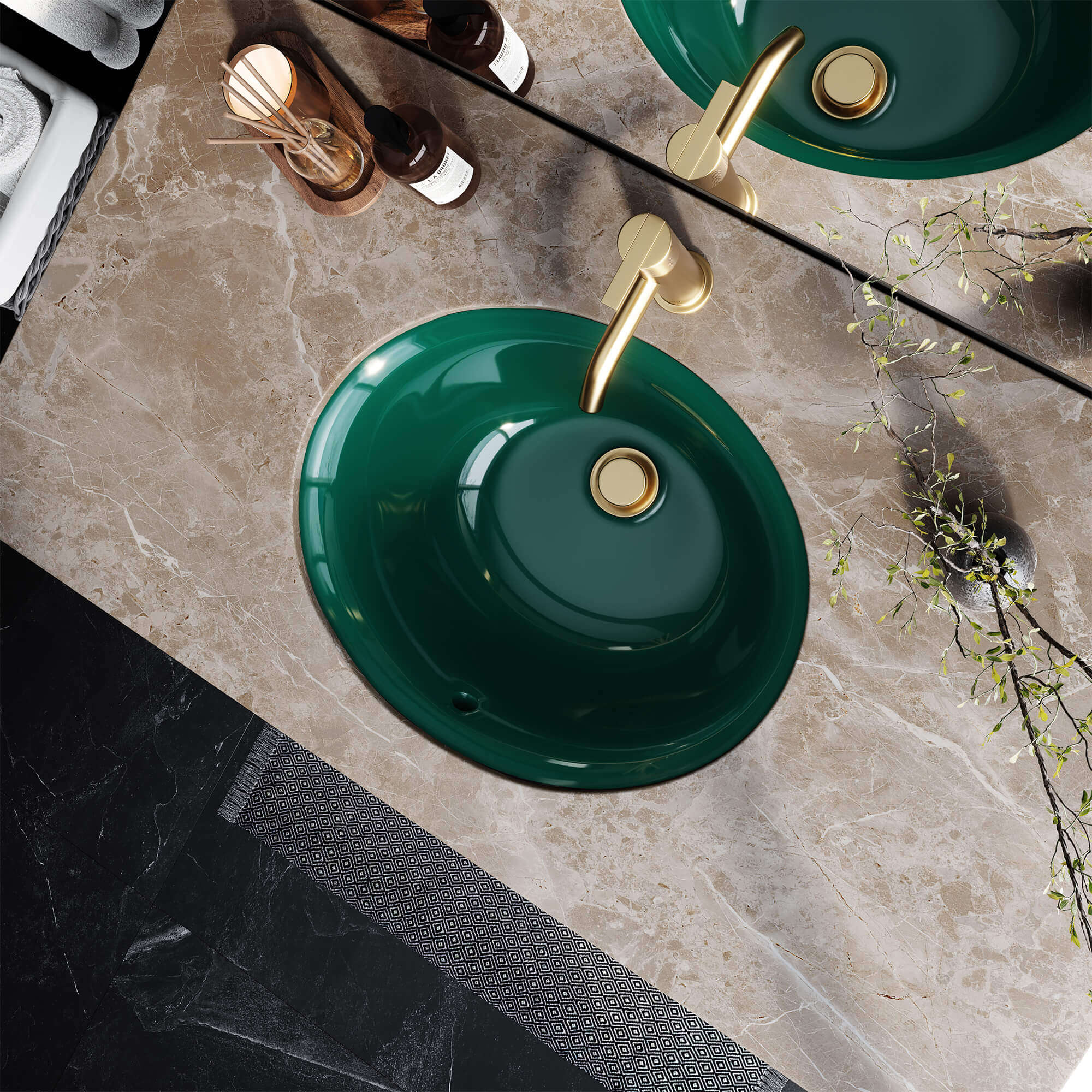 Ruvati 16 x 13 inch Undermount Bathroom Sink Emerald Green Oval ...