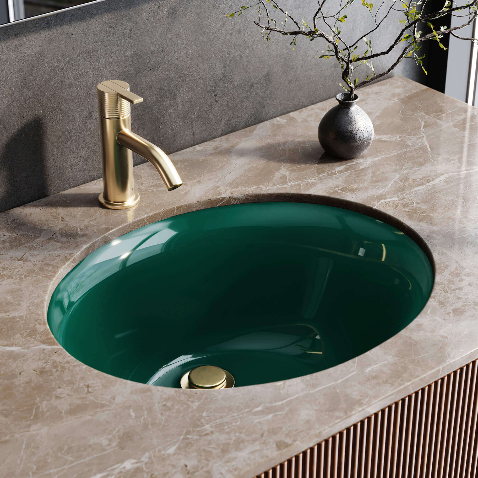 Ruvati 16 x 13 inch Undermount Bathroom Sink Emerald Green Oval ...