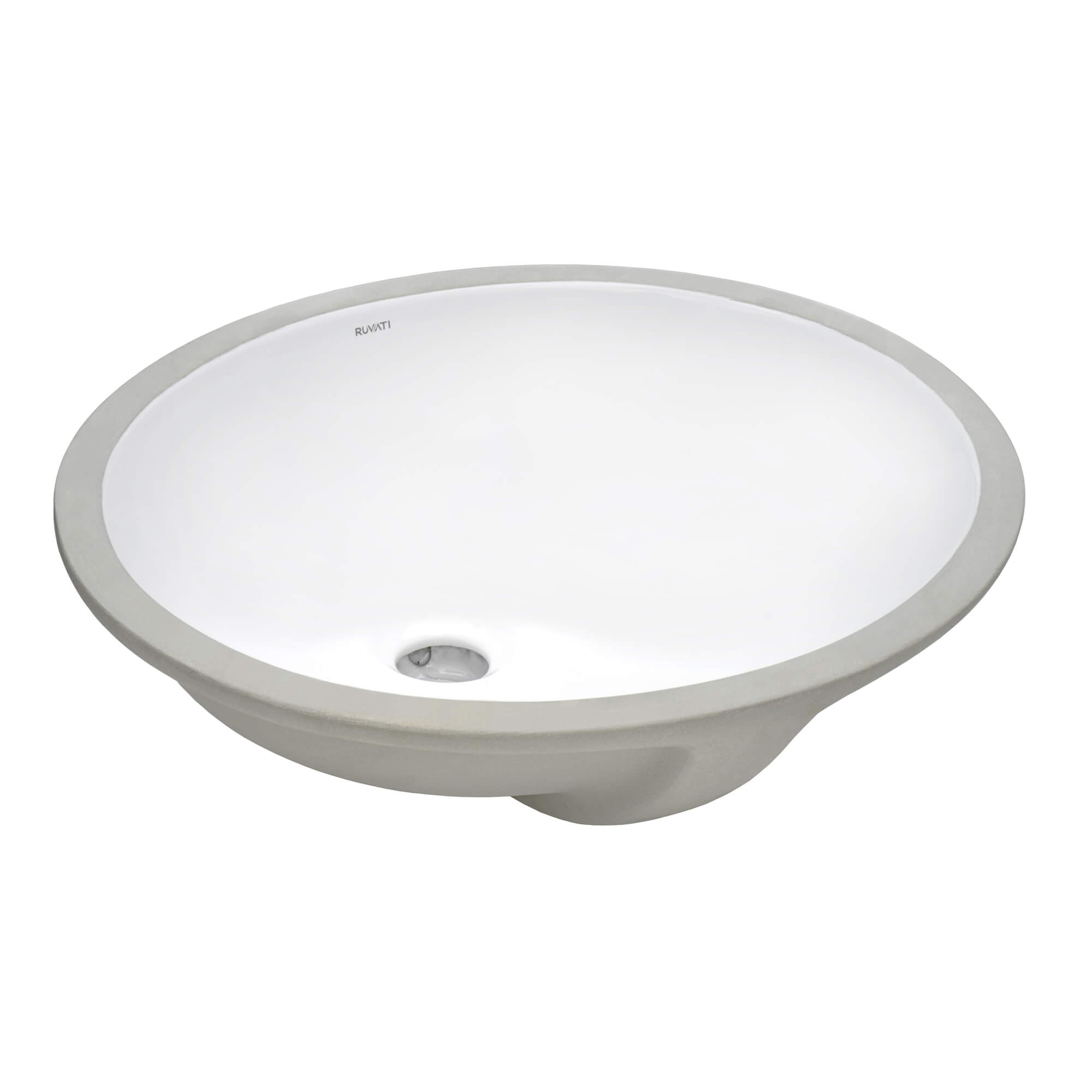 Ruvati 17 x 14 inch Undermount Bathroom Vanity Sink White Oval