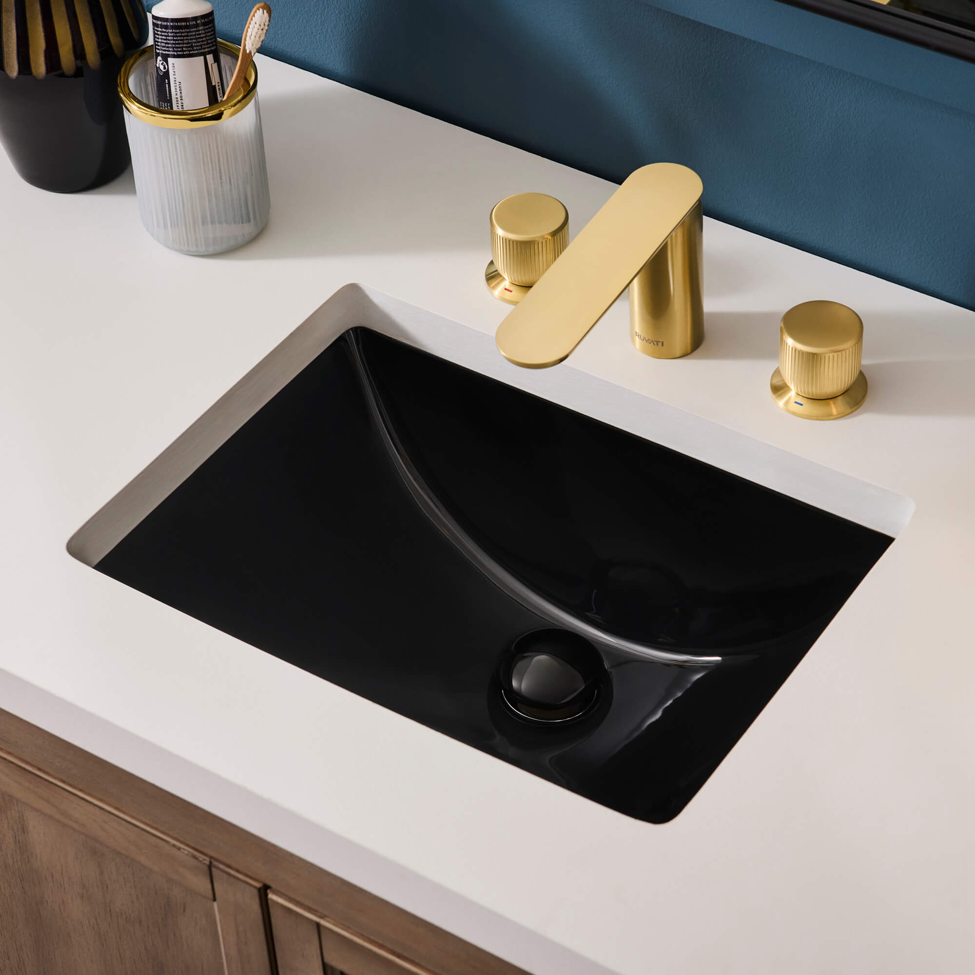 虚無の統括者 レリーフ　Vanity’s Ruler Ruvati 16 x 11-3/4 inch Undermount Bathroom Vanity Sink Black