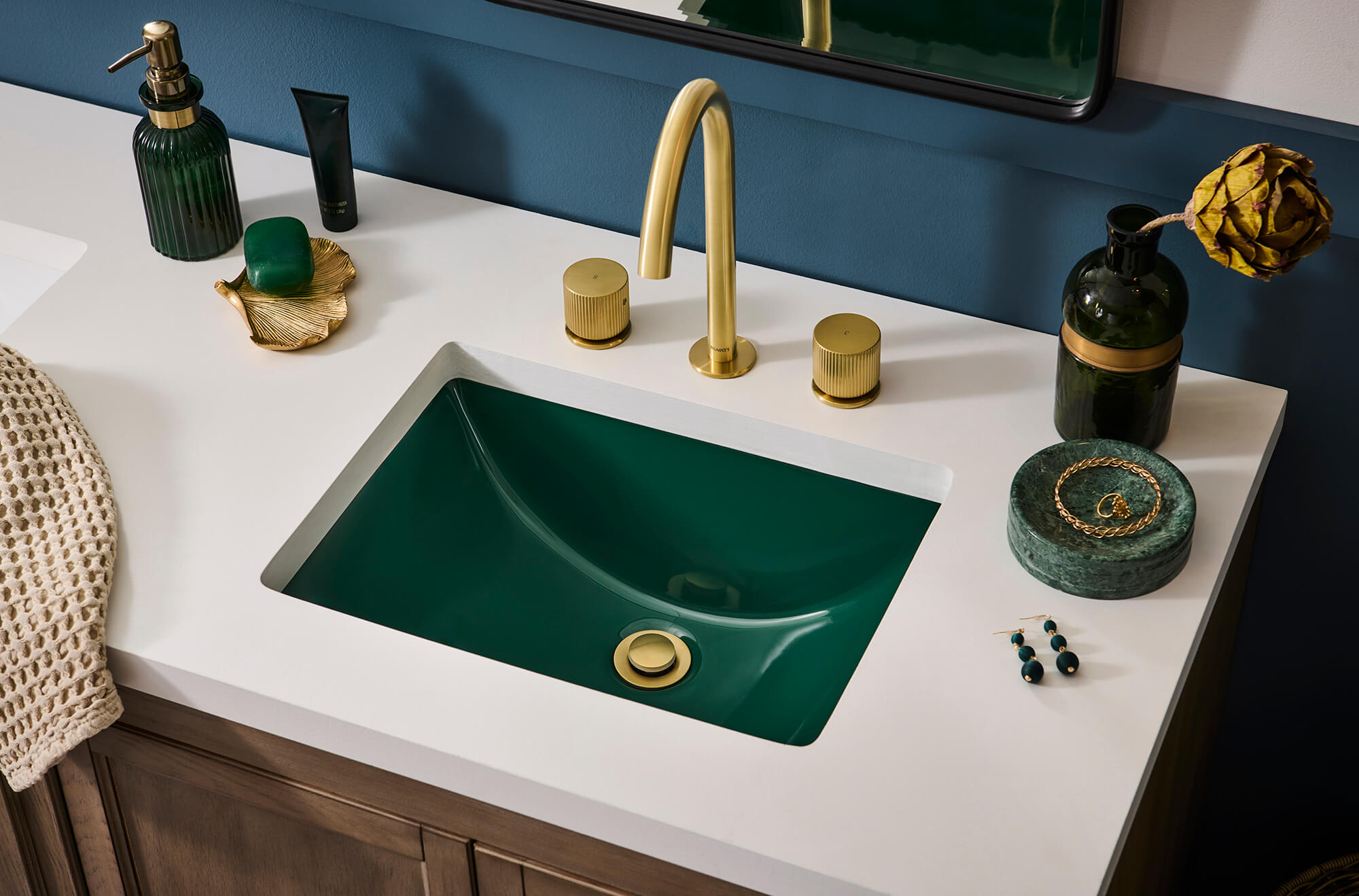 Ruvati 16 x 11-3/4 inch Undermount Bathroom Vanity Sink Emerald Green ...