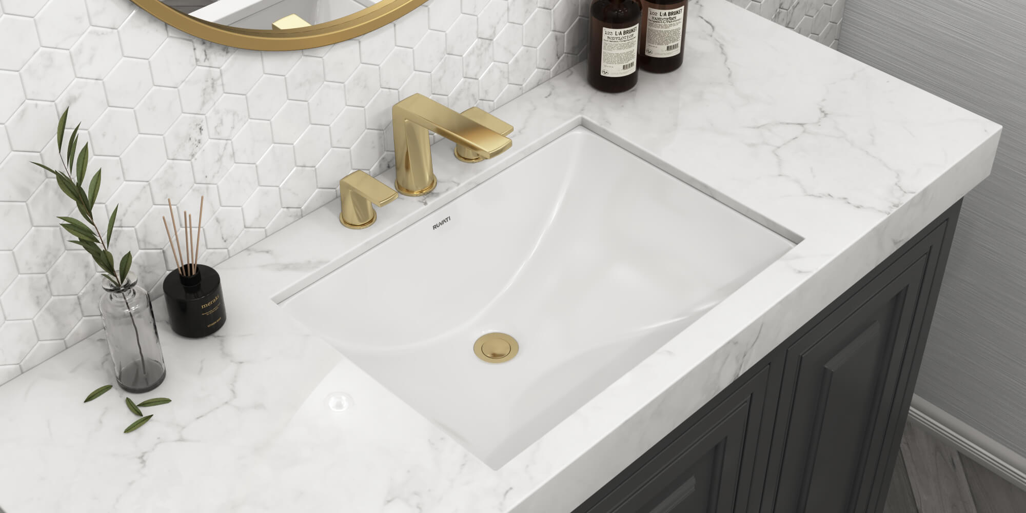 kiruakirua　0107 ♡ Ruvati 18 x 12-3/4 inch Undermount Bathroom Sink White
