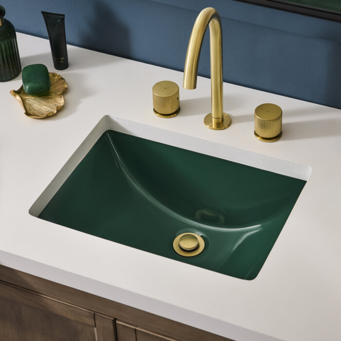 Ruvati 18 x 12-3/4 inch Undermount Bathroom Sink Emerald Green Rectangular Porcelain Ceramic with Overflow - RVB0720EG