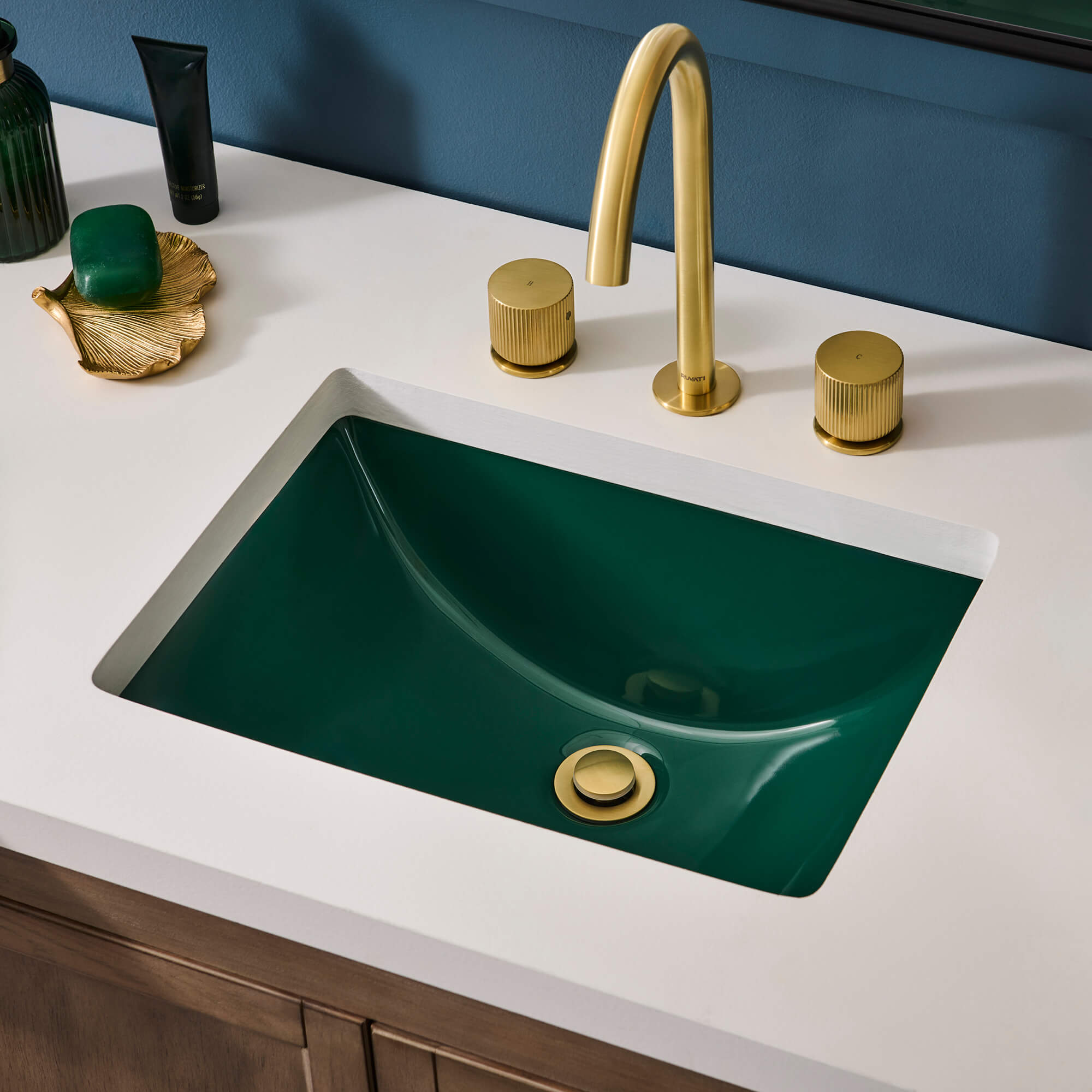 Ruvati 18 x 12-3/4 inch Undermount Bathroom Sink Emerald Green