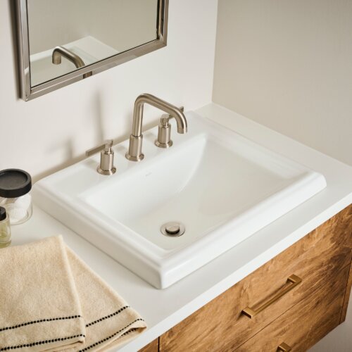 Ruvati 23 x 18 inch Drop In Topmount Bathroom Vanity Sink White Rectangular Porcelain Ceramic with Overflow - RVB0873