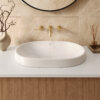 Ruvati 24 x 16 inch Semi-Recessed Drop-in Topmount Bathroom Sink Rectangular Ceramic with Overflow White - RVB0923WH